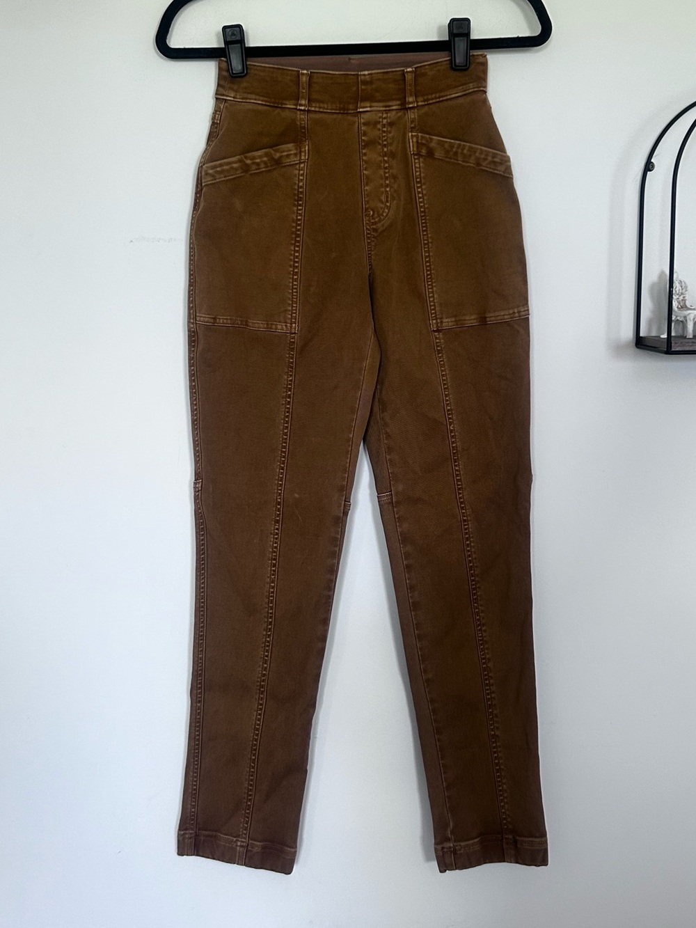 Spanx Khaki Stretch Twill Pull On Straight Leg Pants Size XS